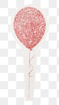 PNG pink glittery balloon sticker collage element, transparent background