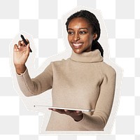 PNG woman using VR sticker, transparent background