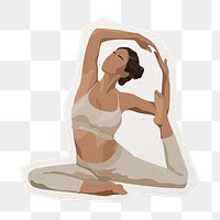 PNG woman yoga sticker, healthy lifestyle, transparent background