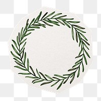 PNG round leaf frame sticker, transparent background