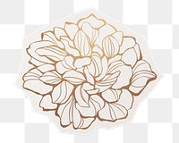 Gold flower png sticker, decorative floral illustration in transparent background