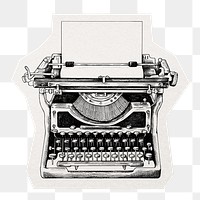 Vintage typewriter png digital sticker, collage element in transparent background