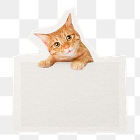 Cat png placard sticker, collage element in transparent background