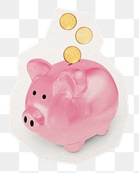 PNG money, piggy bank sticker, collage element in transparent background