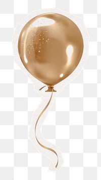 Gold balloon  png digital sticker collage element, transparent background