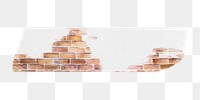 PNG brick pattern washi tape, journal sticker element, transparent background