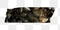 PNG black & gold leaves washi tape, journal sticker element, transparent background