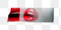 PNG red lips washi tape, journal sticker element, transparent background