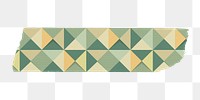 PNG green pattern washi tape, journal sticker element, transparent background