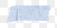 PNG line art washi tape, journal sticker element, transparent background