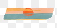 PNG sunset washi tape, journal sticker element, transparent background
