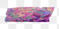 PNG colorful fish washi tape, journal sticker element, transparent background