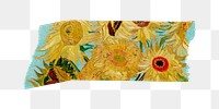 PNG Vincent van Gogh's Sunflowers washi tape, journal sticker element, transparent background