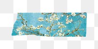 PNG vintage floral washi tape, journal sticker element, transparent background