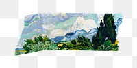 PNG Vincent van Gogh's painting washi tape, journal sticker element, transparent background