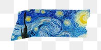 PNG Vincent van Gogh's Starry Night washi tape, journal sticker element, transparent background