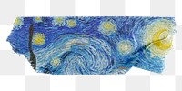 PNG Starry Night washi tape, Vincent van Gogh, stationery collage element, transparent background