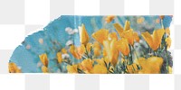 PNG flower washi tape, stationery collage element, transparent background