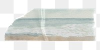 PNG beach washi tape, stationery collage element, transparent background