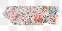 PNG floral pattern washi tape, stationery collage element, transparent background