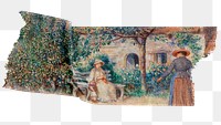 Auguste Renoir painting washi tape, png collage element, transparent background