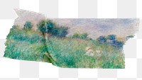 Landscape painting washi tape, Auguste Renoir png collage element, transparent background