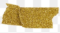 PNG gold glitter washi tape, stationery collage element, transparent background