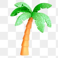 Coconut tree png sticker, 3D rendering, transparent background