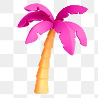 Pink coconut tree png sticker, 3D rendering, transparent background
