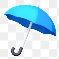 Blue umbrella png sticker, 3D rendering, transparent background