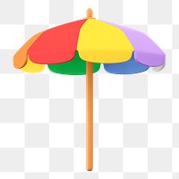 Png  beach umbrella sticker, 3D rendering, transparent background