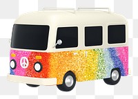 Colorful van png sticker, 3D rendering, transparent background