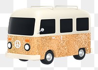 Png gold glitter van  sticker, 3D rendering, transparent background