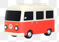 Red van png sticker, 3D rendering, transparent background