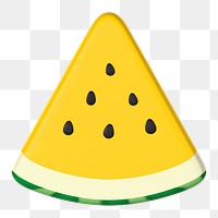 Yellow watermelon png sticker, 3D rendering, transparent background