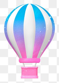Png aesthetic air balloon sticker, 3D rendering, transparent background