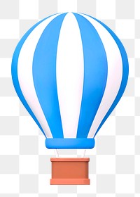 Png blue air balloon sticker, 3D rendering, transparent background