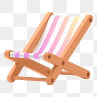 Png aesthetic folding chair sticker, 3D rendering, transparent background
