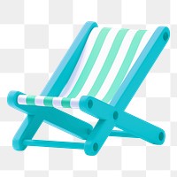 Png green folding chair sticker, 3D rendering, transparent background