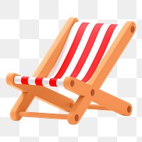 Png red folding chair sticker, 3D rendering, transparent background