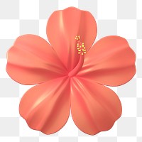 Red hibiscus png sticker, 3D rendering, transparent background