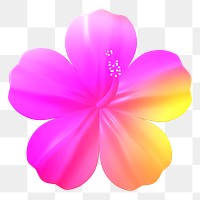 Gradient hibiscus png sticker, 3D rendering, transparent background