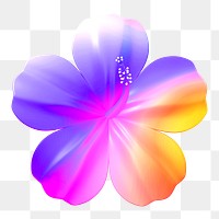 Colorful hibiscus png sticker, 3D rendering, transparent background