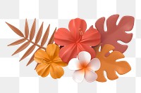 Tropical hibiscus png sticker, 3D rendering, transparent background