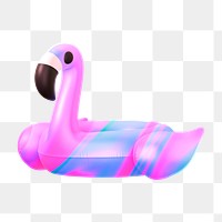 Png aesthetic inflatable flamingo sticker, 3D rendering, transparent background