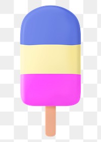 Aesthetic popsicle png sticker, 3D rendering, transparent background