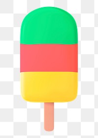 Rainbow gelato  png sticker, 3D rendering, transparent background