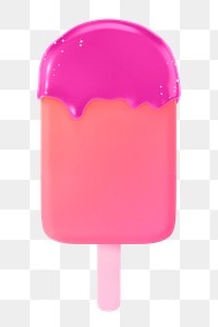 Strawberry gelato  png sticker, 3D rendering, transparent background