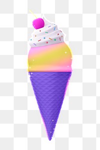 Png aesthetic ice cream sticker, 3D rendering, transparent background