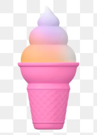 Png aesthetic ice cream png sticker, 3D rendering, transparent background
